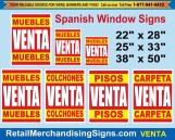 SPANISH Window Poster Signs for Retail Stores 28”x22”, 33”x25” and 50”x38”, Horizontal